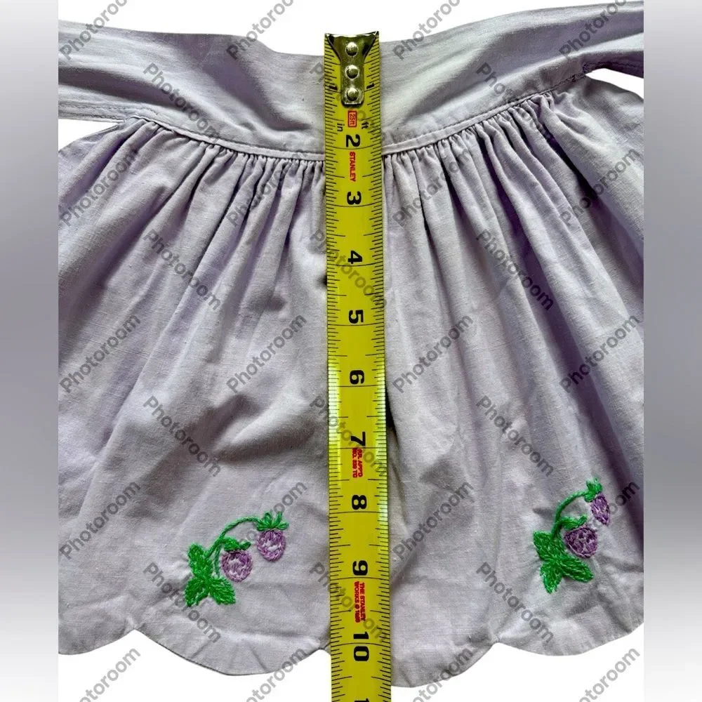 51” Apron Vintage Cottagecore MCM Floral Embroidered Berries